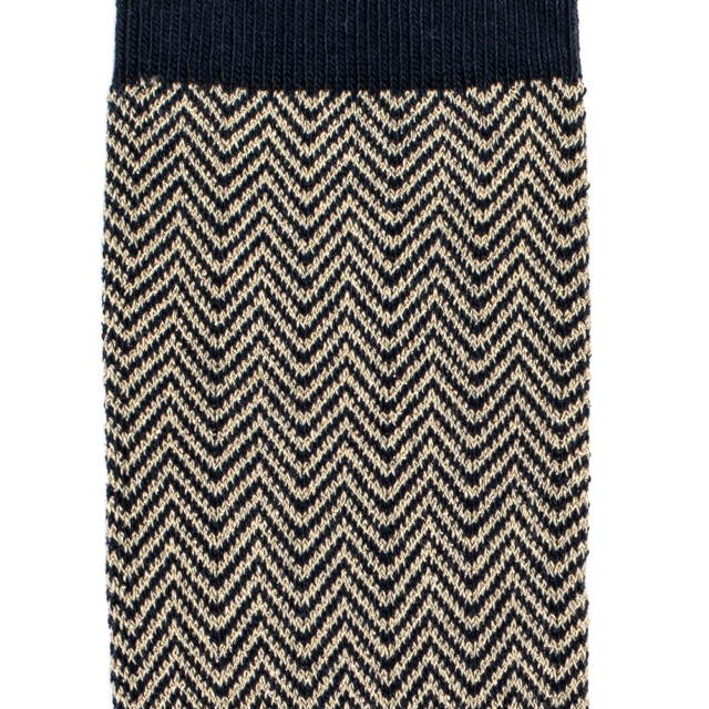 Maison Broussaud - Les chevrons - chaussettes femme - coton marine – 39/41 / MARINE/BEIGE/OR