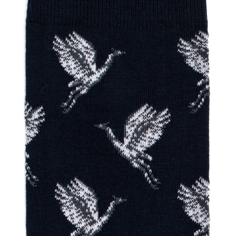 Maison Broussaud - Les oiseaux - chaussettes homme - coton marine – 39/42 / MARINE/GIRS