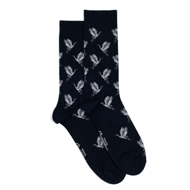 Maison Broussaud - Les oiseaux - chaussettes homme - coton marine – 39/42 / MARINE/GIRS