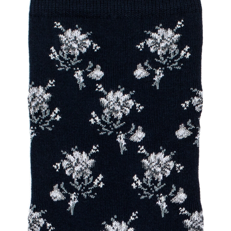 Maison Broussaud - Les fleurs - chaussettes femme - coton marine – 39/41 / MARINE
