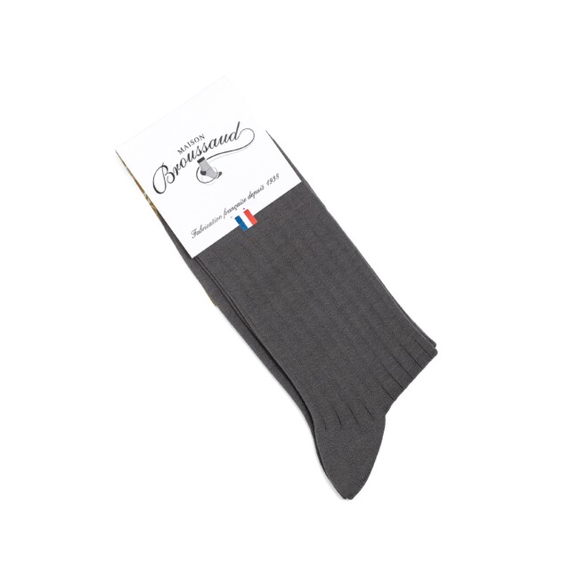 Maison Broussaud - Les fils d'Ecosse - chaussettes homme - coton anthracite – 43/46 / ANTHRACITE