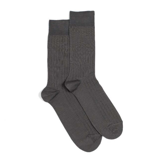 Maison Broussaud - Les fils d'Ecosse - chaussettes homme - coton anthracite – 43/46 / ANTHRACITE
