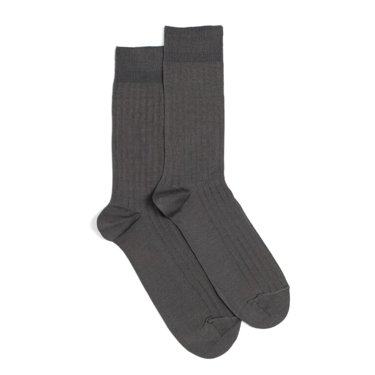 Maison Broussaud - Les fils d'Ecosse - chaussettes homme - coton anthracite – 43/46 / ANTHRACITE