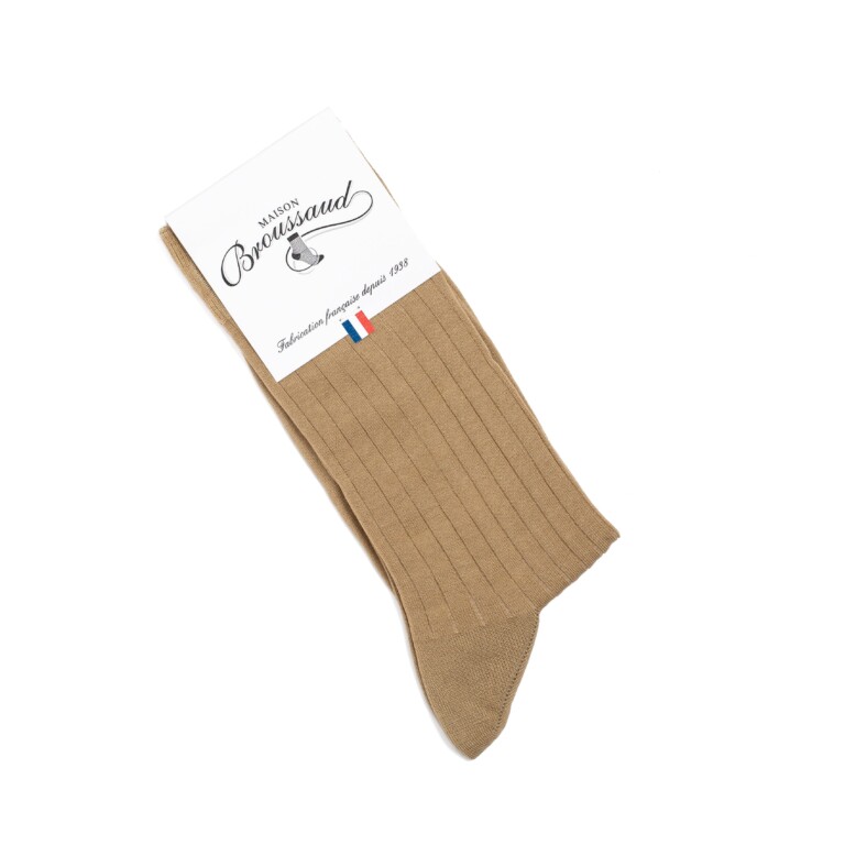 Maison Broussaud - Les fils d'Ecosse - chaussettes homme - coton beige – 43/46 / BEIGE