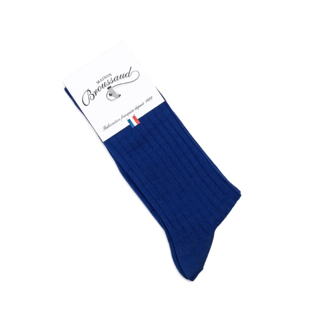 Maison Broussaud - Les fils d'Ecosse - chaussettes homme - coton bleu – 43/46 / BLEU
