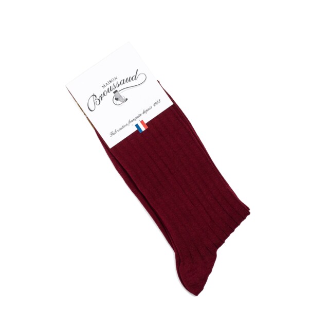 Maison Broussaud - Les fils d'Ecosse - chaussettes homme - coton bordeaux – 43/46 / BORDEAUX