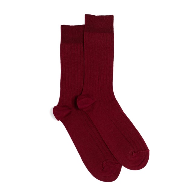 Maison Broussaud - Les fils d'Ecosse - chaussettes homme - coton bordeaux – 43/46 / BORDEAUX