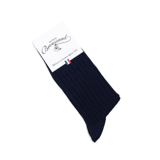 Maison Broussaud - Les fils d'Ecosse - chaussettes homme - coton marine – 43/46 / MARINE