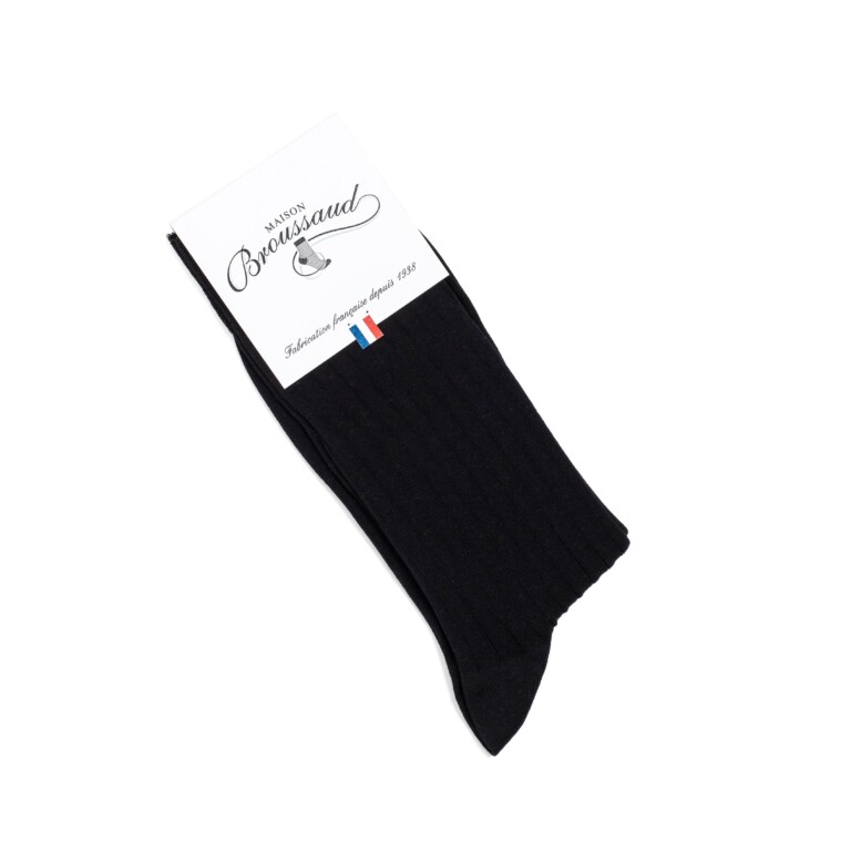 Maison Broussaud - Les fils d'Ecosse - chaussettes homme - coton noir – 39/42 / NOIR