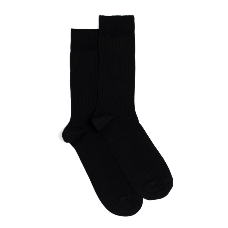 Maison Broussaud - Les fils d'Ecosse - chaussettes homme - coton noir – 39/42 / NOIR