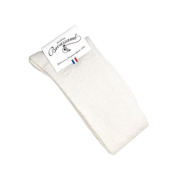 Maison Broussaud - Les seigaiha - chaussettes femme - laine mérinos écru – 39/41 / ECRU