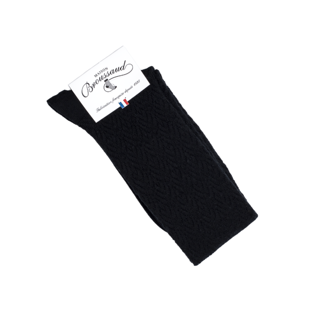 Maison Broussaud - Les seigaiha - chaussettes femme - laine mérinos noir – 39/41 / NOIR