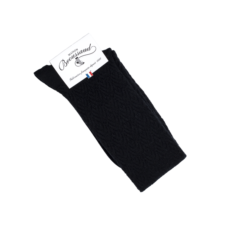 Maison Broussaud - Les seigaiha - chaussettes femme - laine mérinos noir – 39/41 / NOIR