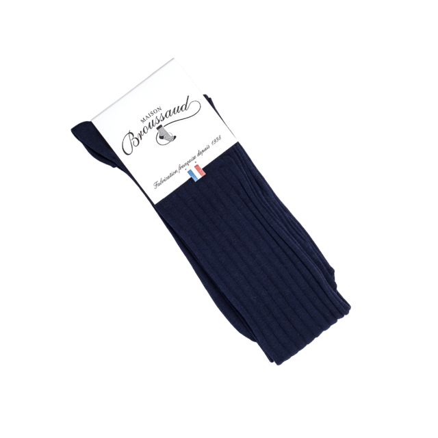 Maison Broussaud - La fil d'Ecosse - chaussettes homme - coton mercerisé marine – 39/42 / MARINE