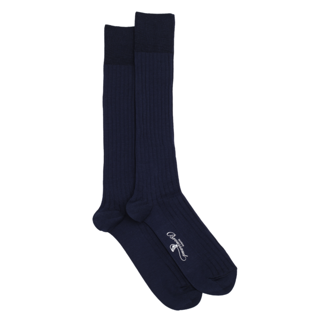 Maison Broussaud - La fil d'Ecosse - chaussettes homme - coton mercerisé marine – 39/42 / MARINE