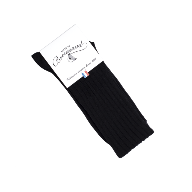 Maison Broussaud - La fil d'Ecosse - chaussettes homme - coton mercerisé noir – 43/46 / NOIR
