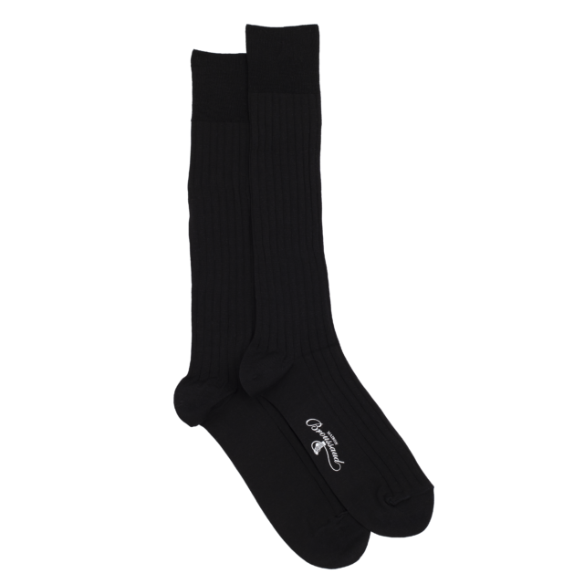 Maison Broussaud - La fil d'Ecosse - chaussettes homme - coton mercerisé noir – 43/46 / NOIR
