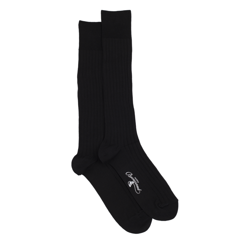 Maison Broussaud - La fil d'Ecosse - chaussettes homme - coton mercerisé noir – 43/46 / NOIR