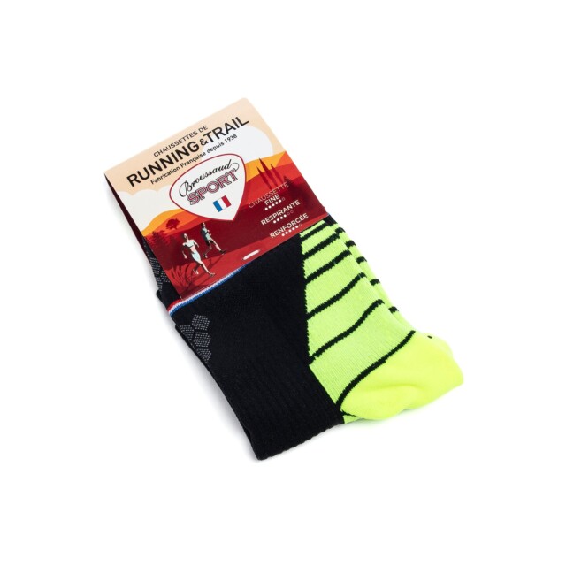 Maison Broussaud - Chaussettes running - Broussaud Sport - noir-jaune – 43/46 / NOIR / JAUNE