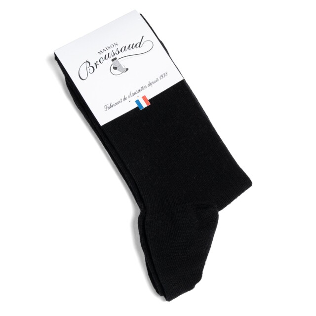 Maison Broussaud - Les non-comprimantes - chaussettes homme - coton noir – 43/46 / Noir