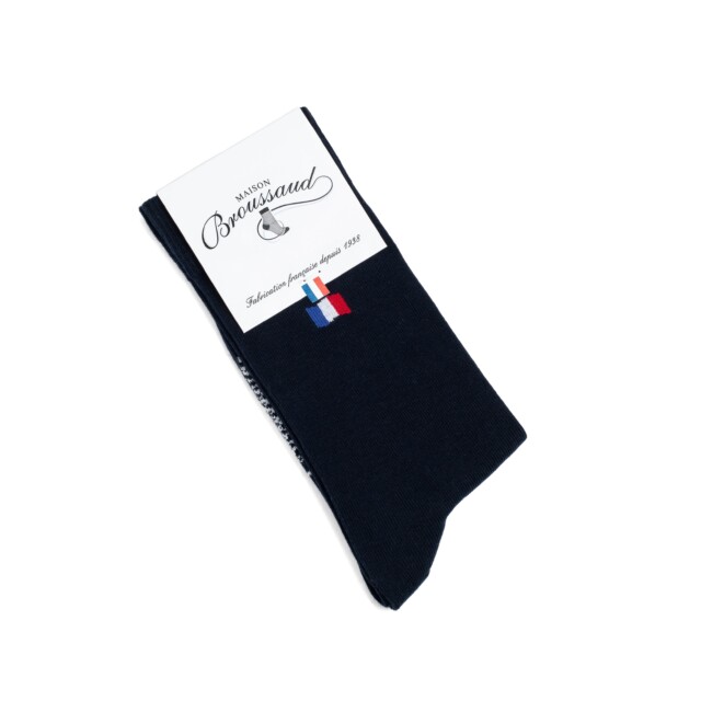 Maison Broussaud - Les Drapeaux - chaussettes homme - coton marine – 47/50 / Marine