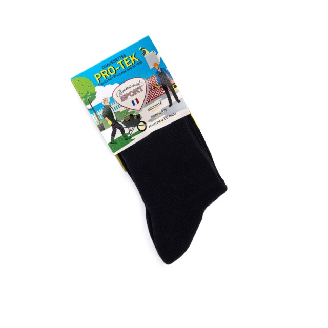 Maison Broussaud - Chaussettes de sécurité Pro-Tek renforcées - coton noir – 43/46 / NOIR