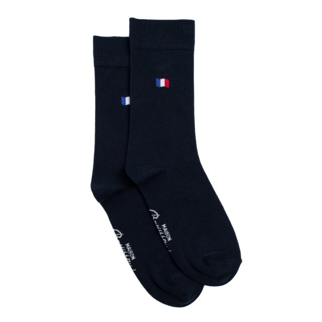 Maison Broussaud - Les Drapeaux - chaussettes homme - coton marine – 47/50 / Marine