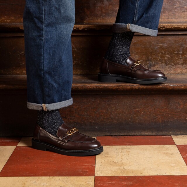 Maison Broussaud - Les Torsades - chaussettes femme - laine marine – 36/38 / MARINE/OR