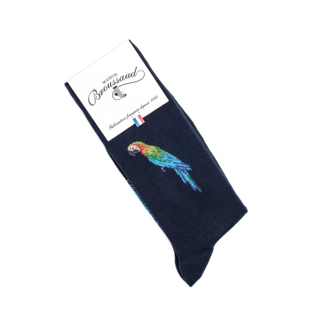 Maison Broussaud - Le perroquet - chaussettes homme - coton marine – 43/46 / MARINE