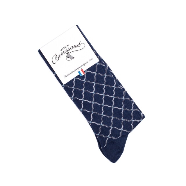 Maison Broussaud - Les arabesques - chaussettes homme - coton marine – 43/46 / MARINE