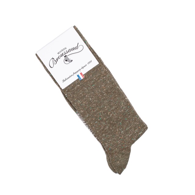 Maison Broussaud - La mouchetée - chaussettes homme - coton kaki – 43/46 / KAKI