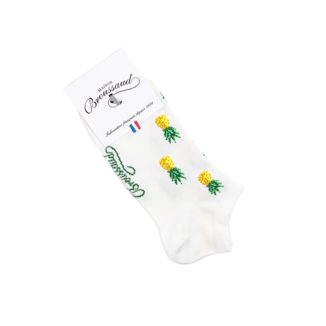 Maison Broussaud - Les invisibles ananas - chaussettes homme - coton écru – 43/46 / ECRU