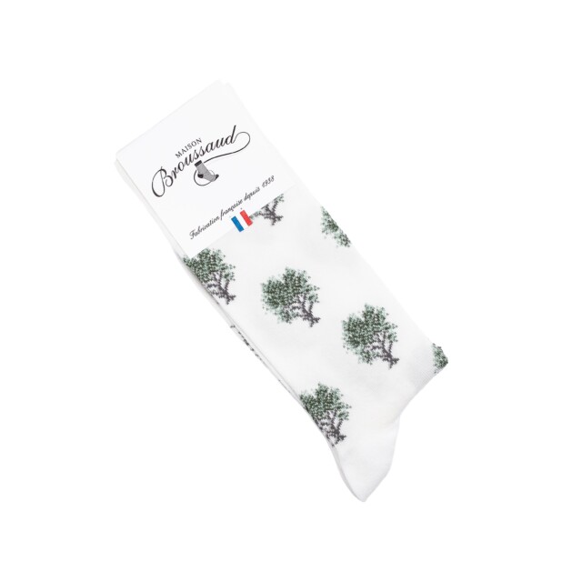 Maison Broussaud - Les oliviers - chaussettes homme - coton blanc – 43/46 / BLANC