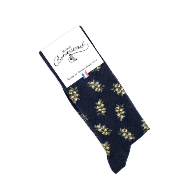Maison Broussaud - Les olives - chaussettes homme - coton marine – 43/46 / MARINE