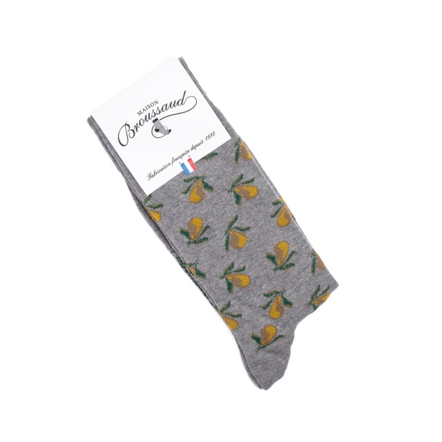 Maison Broussaud - Les poires - chaussettes homme - coton gris – 43/46 / GRIS