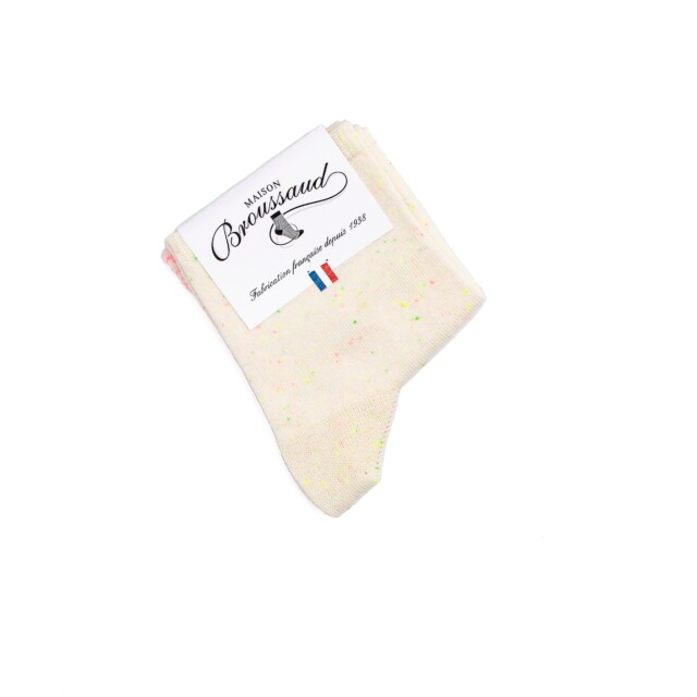Maison Broussaud - La mouchetée - chaussettes femme - coton écru – 39/41 / ECRU