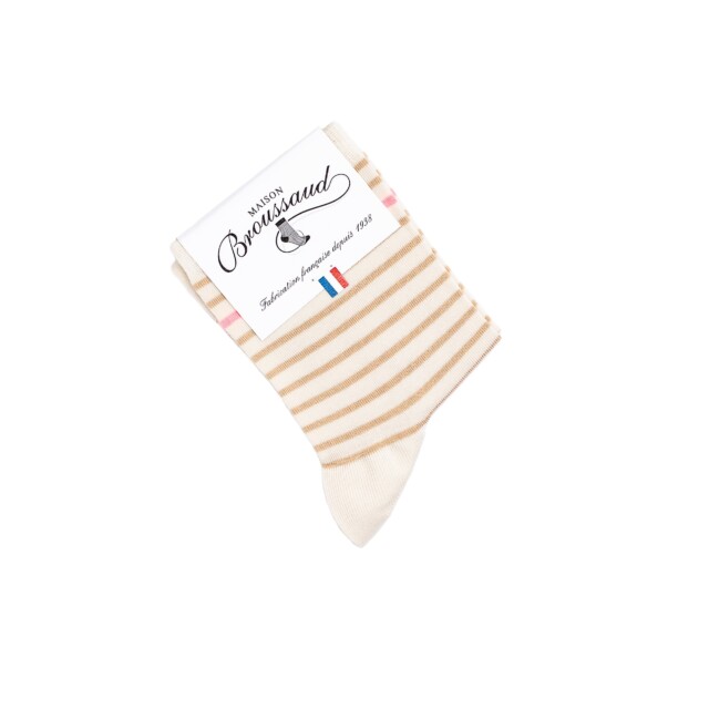 Maison Broussaud - Les marinières - chaussettes femme - coton écru – 39/41 / ECRU