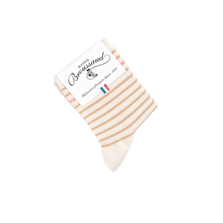 Maison Broussaud - Les marinières - chaussettes femme - coton écru – 39/41 / ECRU