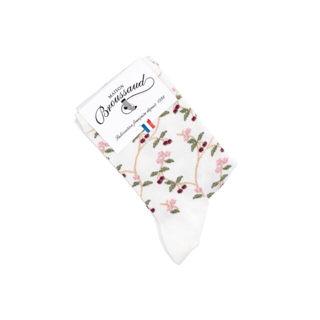 Maison Broussaud - Les cerises - chaussettes femme - coton écru – 39/41 / ECRU