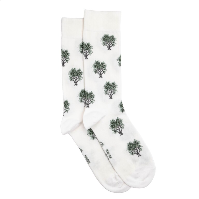 Maison Broussaud - Les oliviers - chaussettes homme - coton blanc – 39/42 / BLANC