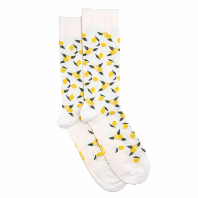 Maison Broussaud - Les citrons - chaussettes homme - coton blanc – 43/46 / BLANC