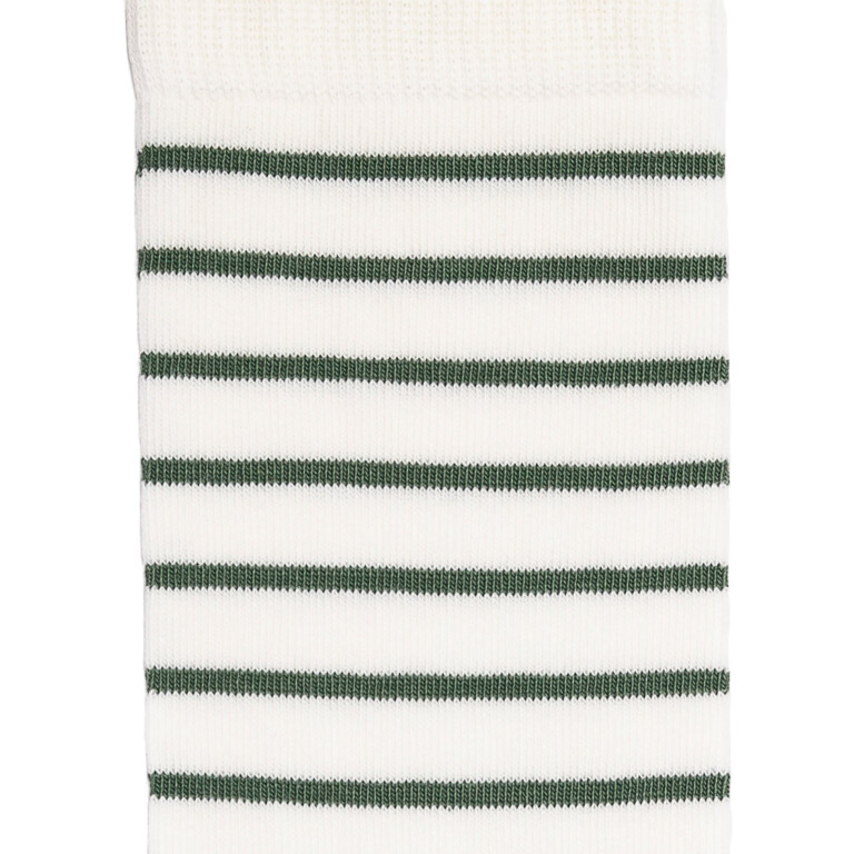 Maison Broussaud - La marinière - chaussettes homme - coton blanc – 43/46 / BLANC/VERT