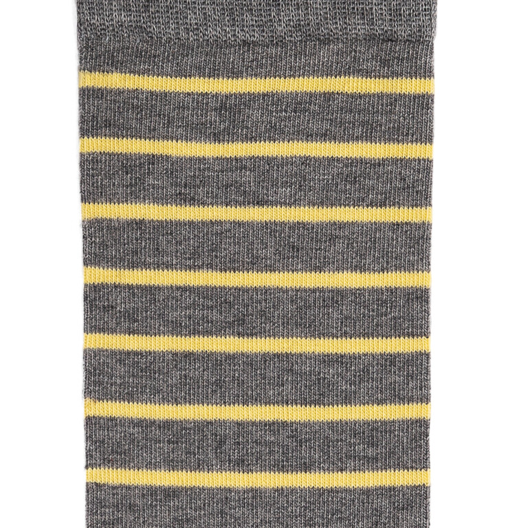 Maison Broussaud - La marinière - chaussettes homme - coton gris – 43/46 / GRIS/JAUNE