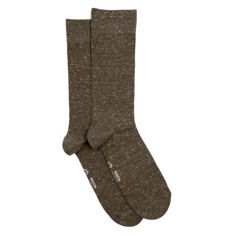 Maison Broussaud - La mouchetée - chaussettes homme - coton kaki – 43/46 / KAKI