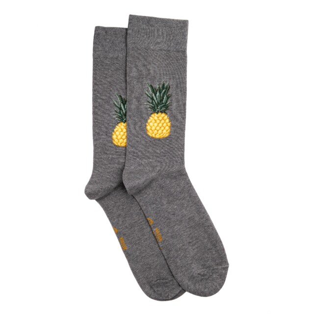 Maison Broussaud - L'ananas - chaussettes homme - coton gris – 43/46 / GRIS