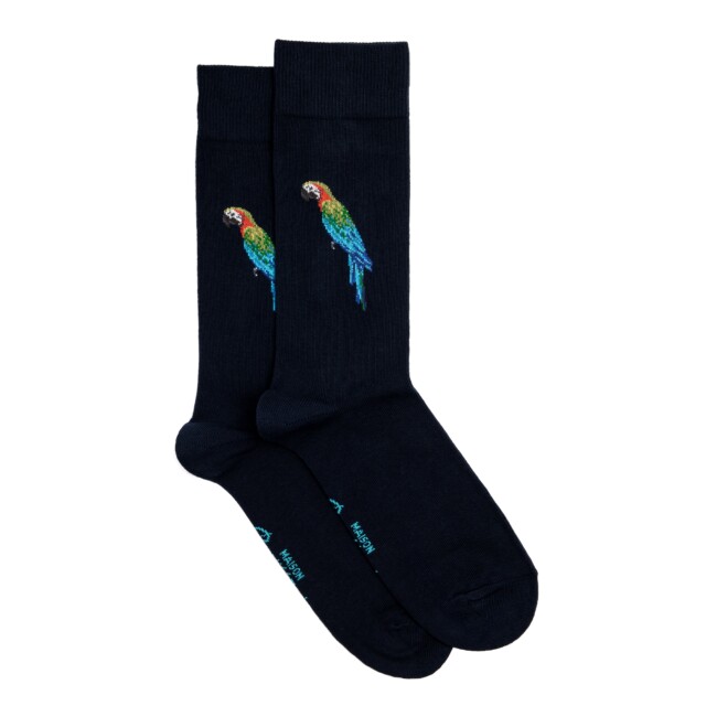 Maison Broussaud - Le perroquet - chaussettes homme - coton marine – 43/46 / MARINE