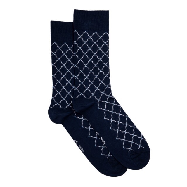 Maison Broussaud - Les arabesques - chaussettes homme - coton marine – 43/46 / MARINE
