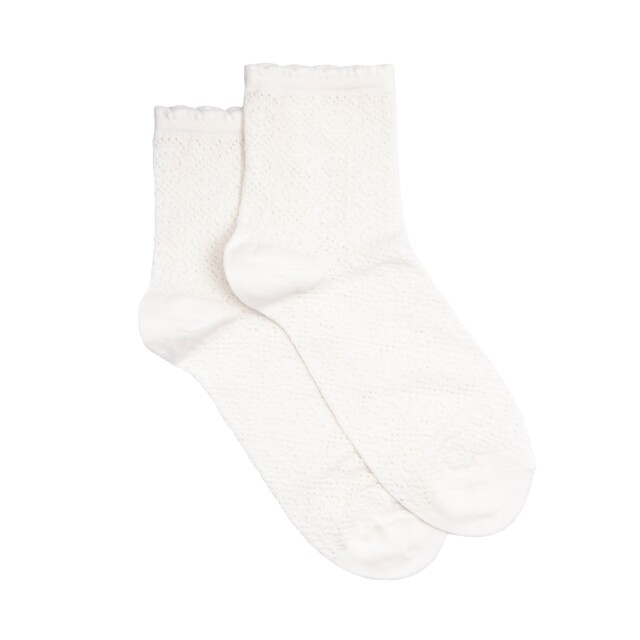 Maison Broussaud - La dentelle - chaussettes femme - coton ecru – 36/38 / ECRU