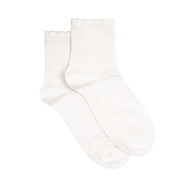 Maison Broussaud - La dentelle - chaussettes femme - coton ecru – 39/41 / ECRU