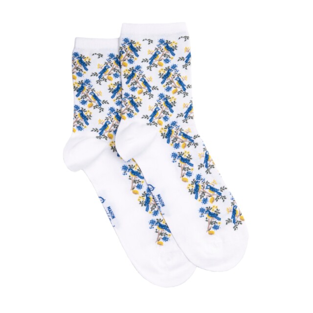 Maison Broussaud - Les mésanges - chaussettes femme - coton blanc – 39/41 / BLANC
